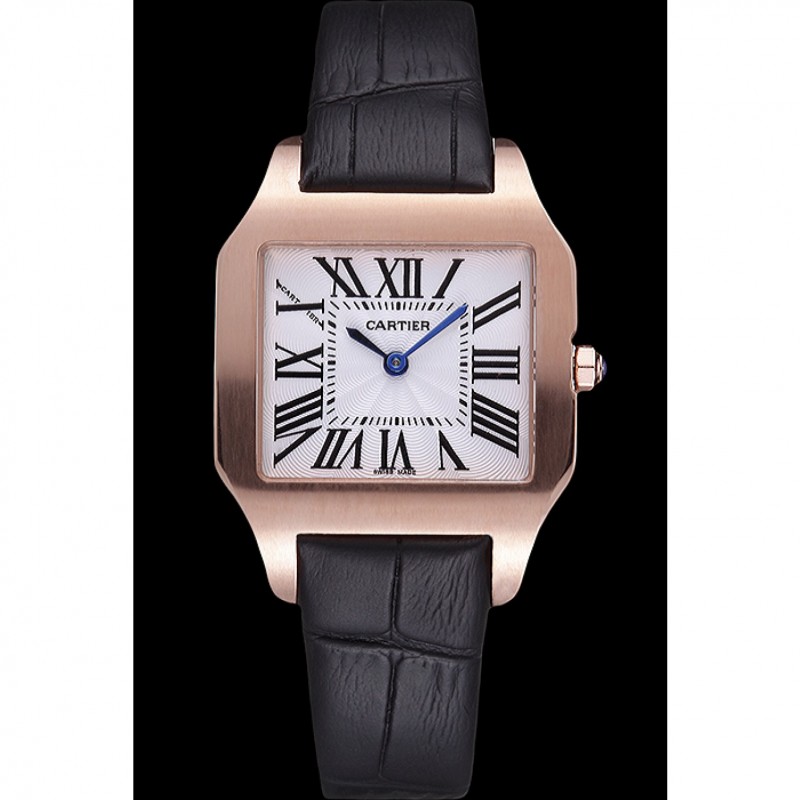 SS Replica Watches Cartier Santos 100 Polished Rose Gold Bezel 621920-1
