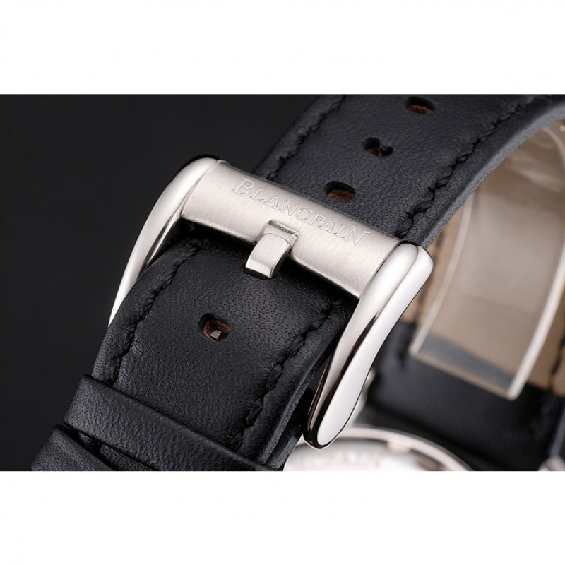 Swiss Blancpain Air Command Monaco YS Black Dial Stainless Steel Case Black Leather Strap-5