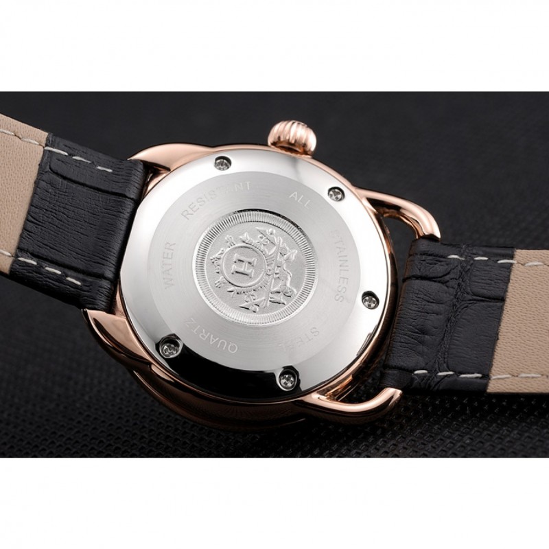 Hermes Classic Croco Leather Strap Black Dial 801398-7