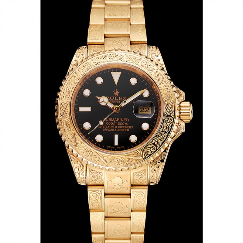 Rolex Submariner Skull Limited Edition Black Dial Gold Case And Bracelet 1454071-1