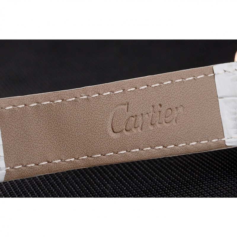 Cartier Tank MC Gold Diamond Case White Dial White Leather Strap 622169-7