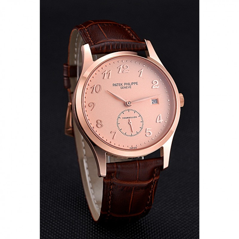 Patek Philippe Calatrava Rose Dial Rose Gold Case Brown Leather Strap 622836-2