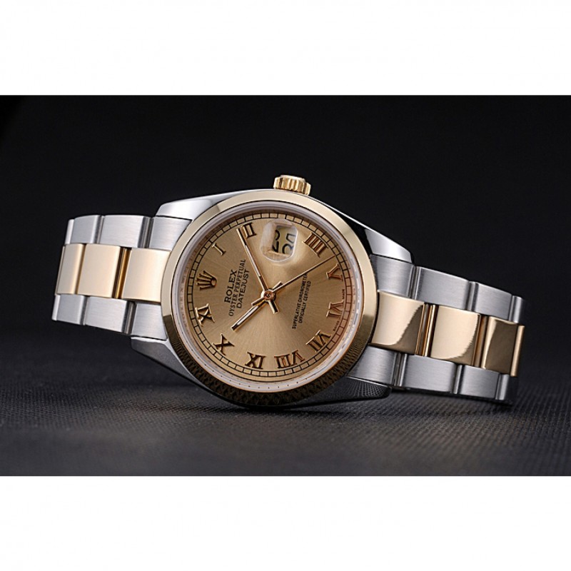 SS Replica Watches Rolex Datejust Stainless Steel And Gold Case Gold Dial 622265-4