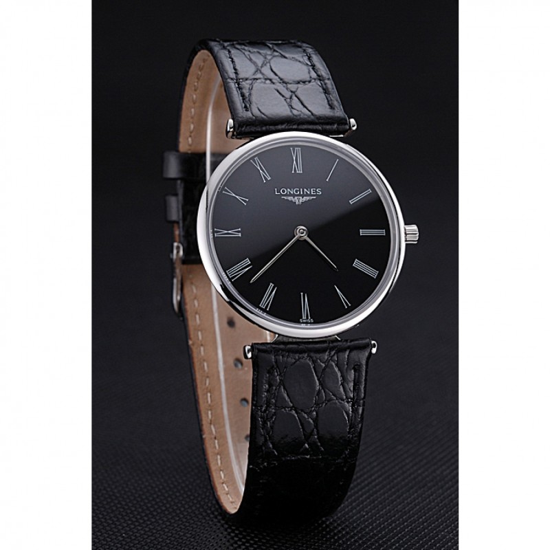 Longines La Grande Classique Black Dial Black Leather Band Homme 622131-2
