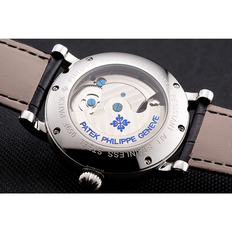 Patek Philippe Grand Complications Moonphase Perpetual Calendar Tourbillon Black Dial Stainless Steel Case Black Leather Strap-7