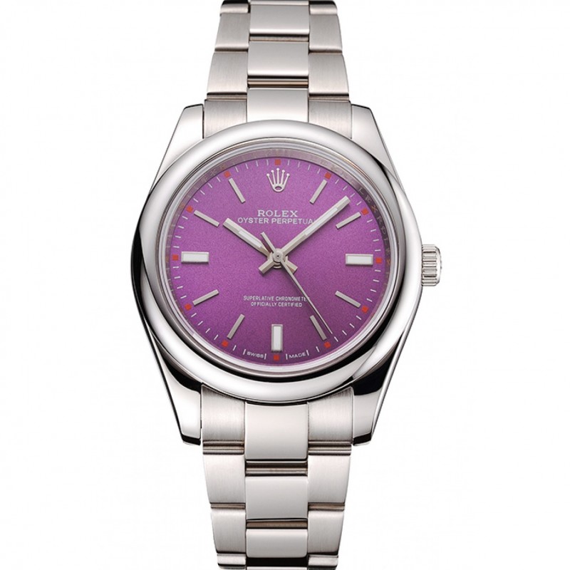 Rolex Oyster Perpetual Red Grape Dial Stainless Steel Case And Bracelet-0