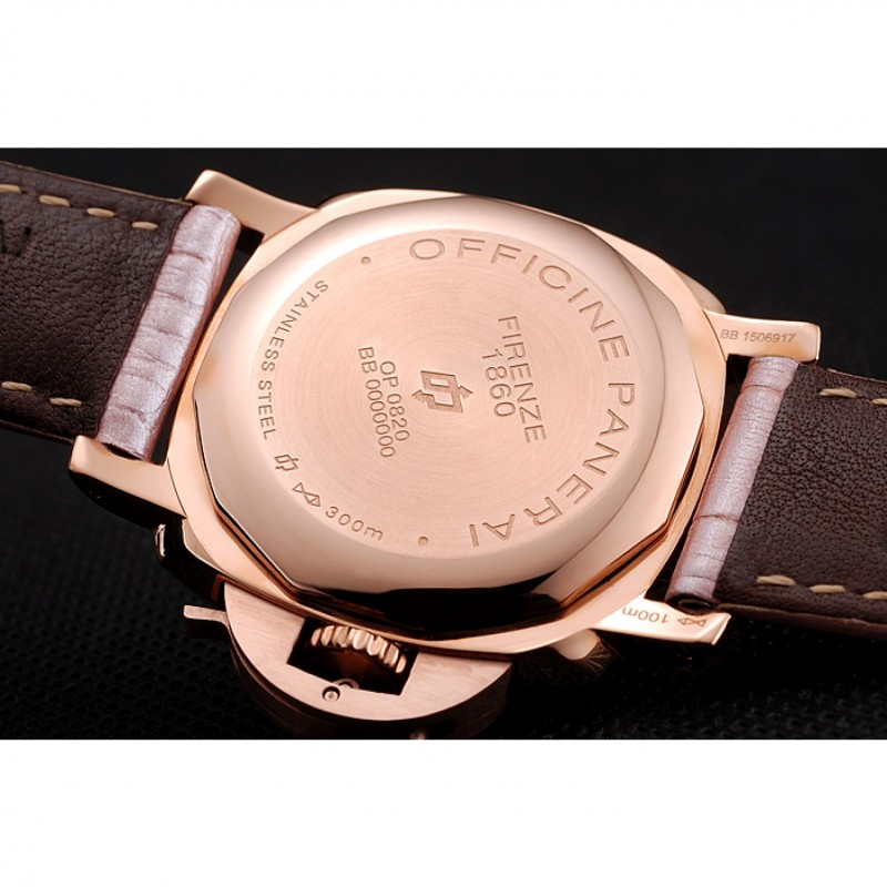 Panerai Radiomir Black Dial Diamond Bezel Rose Gold Case Pink Leather Strap 1453801-7