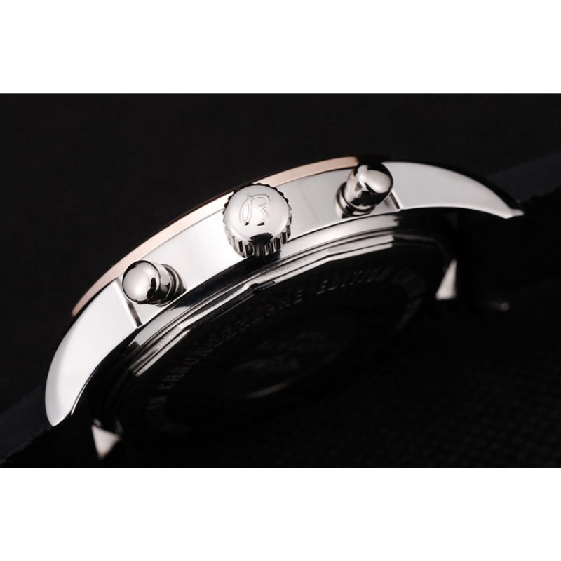 Breitling Transocean White Dial Black Rubber Strap Rose Gold Bezel-6