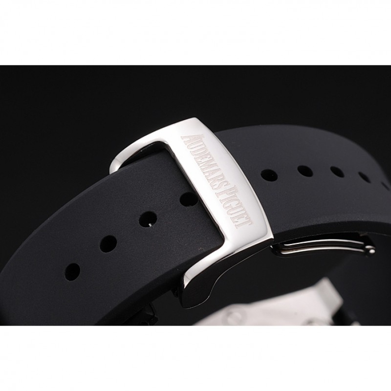 Swiss Audemars Piguet Royal Oak Chronograph White Dial Stainless Steel Case Black Rubber Strap 622865-5