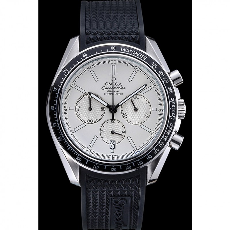 Omega Speedmaster Black Rubber Strap White Dial 622040-1