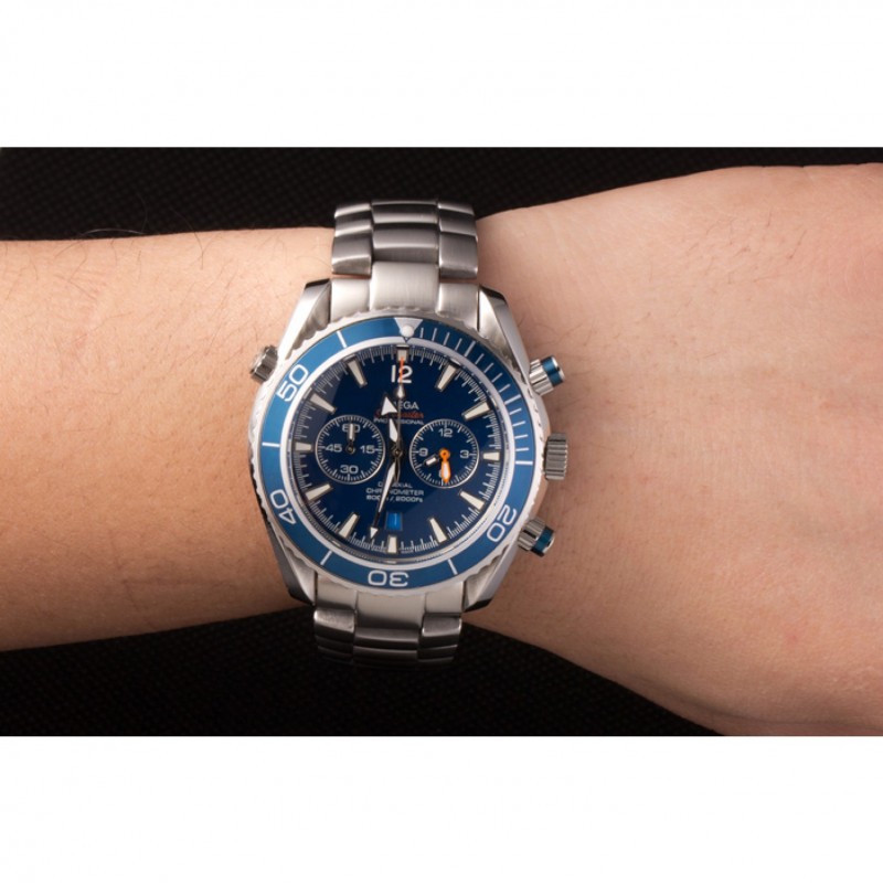 High Quality Replica Watches Omega Seamaster Planet Ocean Blue Bezel Blue Dial Stainless Steel Strap 80239-8