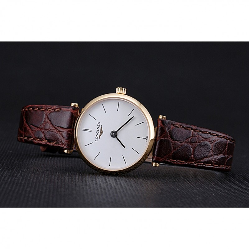 Longines La Grande Classique White Dial Brown Leather Strap Femme 622120-4