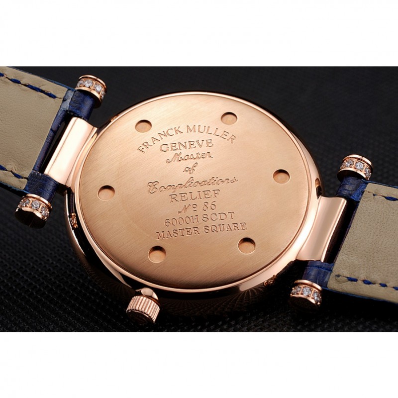Franck Muller Double Mistery 4 Saisons White Dial Rose Gold Case Blue Leather Strap-7