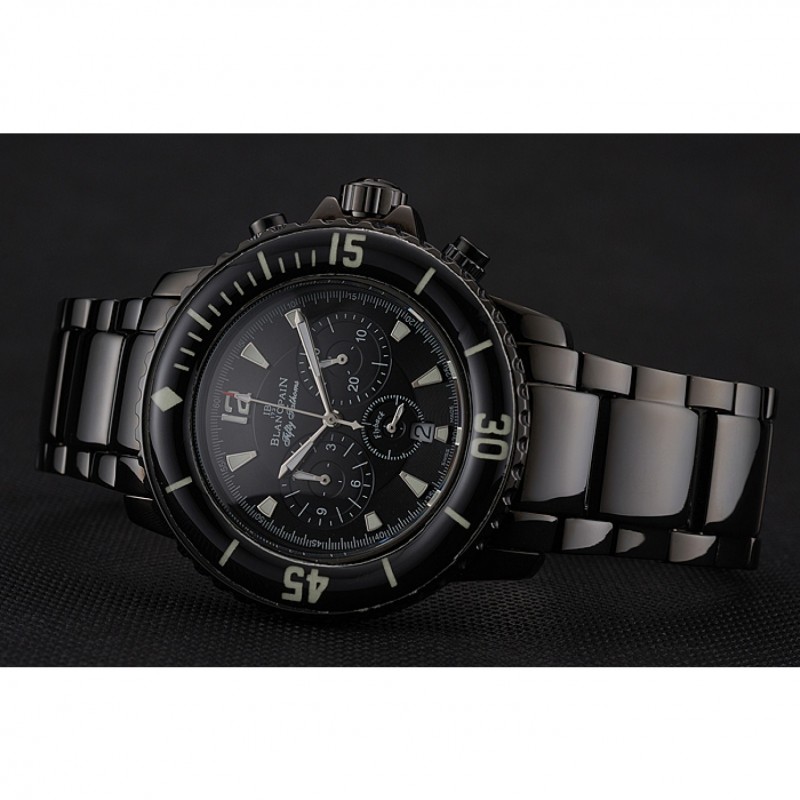 Blancpain Fifty Fathoms Flyback Chronograph Black Dial Black PVD Coated Case And Bracelet 1453770-3