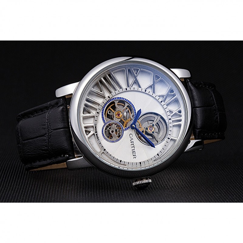 AAA Replica Watches Cartier Rotonde Reversed Tourbillon White Dial 621948-6