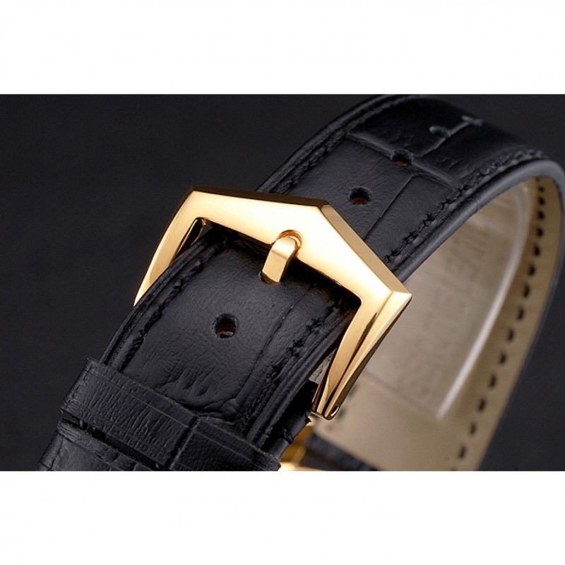 Swiss Patek Philippe Complications Openworked Dial Gold Case Black Leather Strap-5