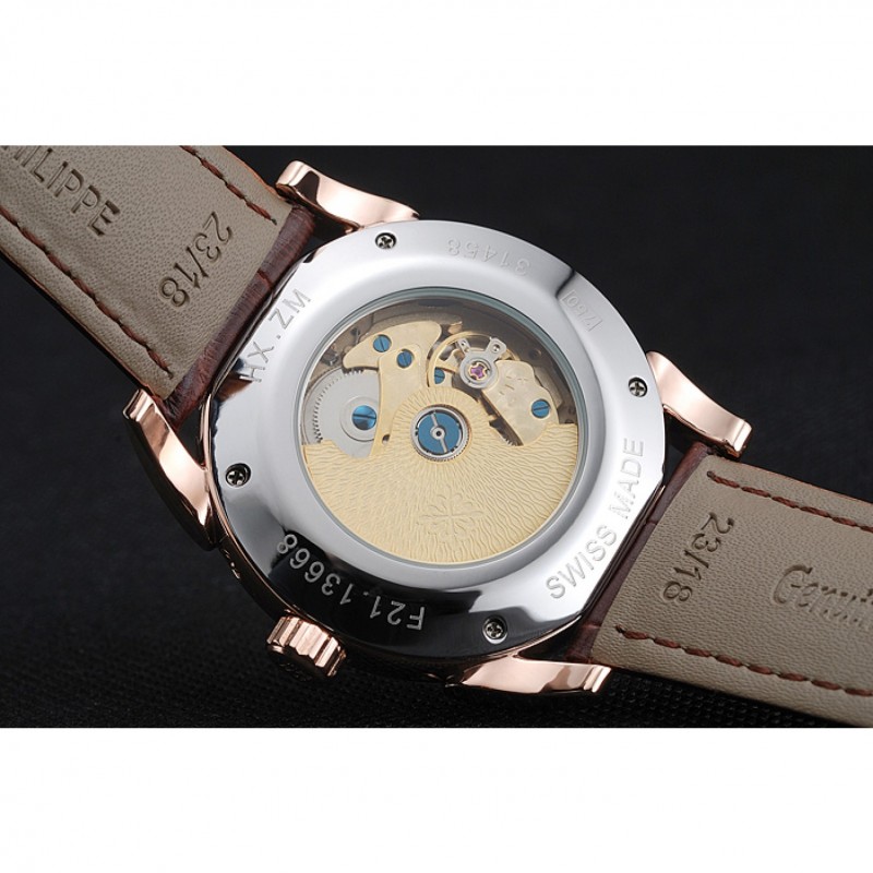 Patek Philippe Complications Chronograph White Dial Gold Case Brown Leather Bracelet 1454236-7