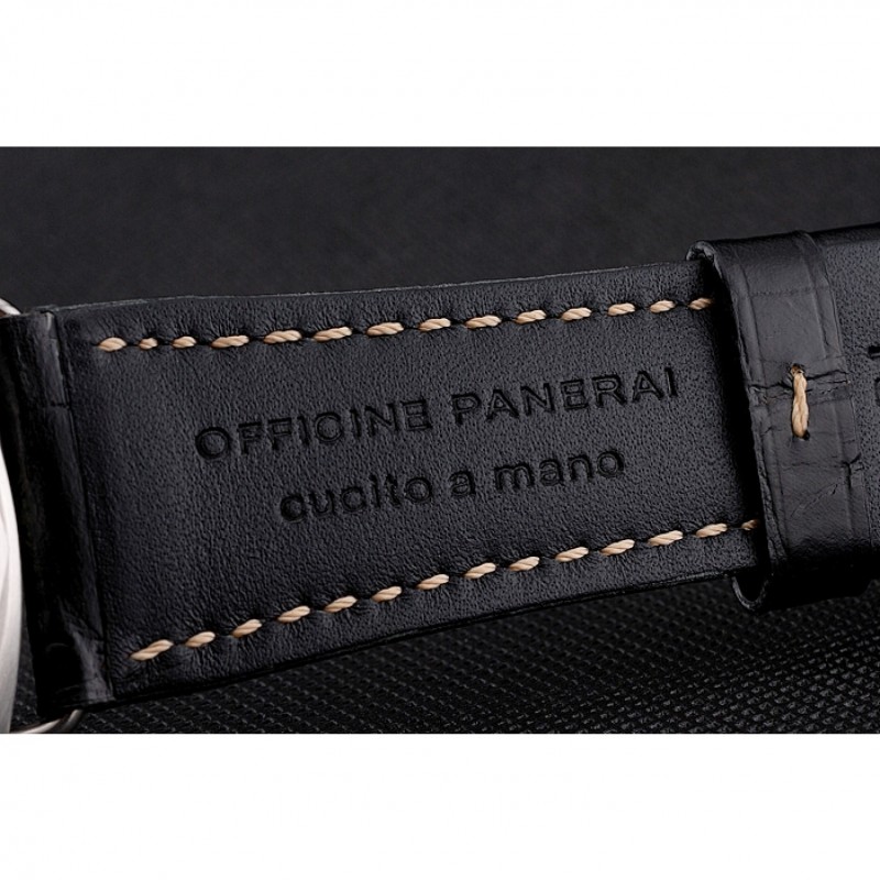 SS Replica Watches Panerai Radiomir Firenze 3 Days Acciaio PAM604 Black Dial Engraved Stainless Stell Case Black Leather Strap-6