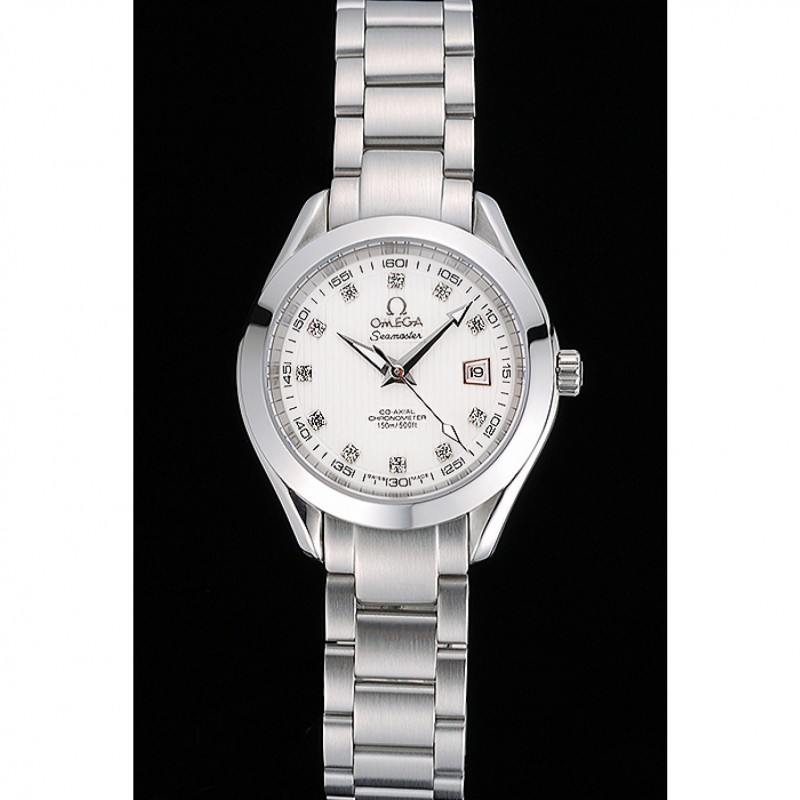 AAA Omega Seamaster Aqua Terra White Dial Diamond Numerals Stainless Steel Bracelet 622444-1