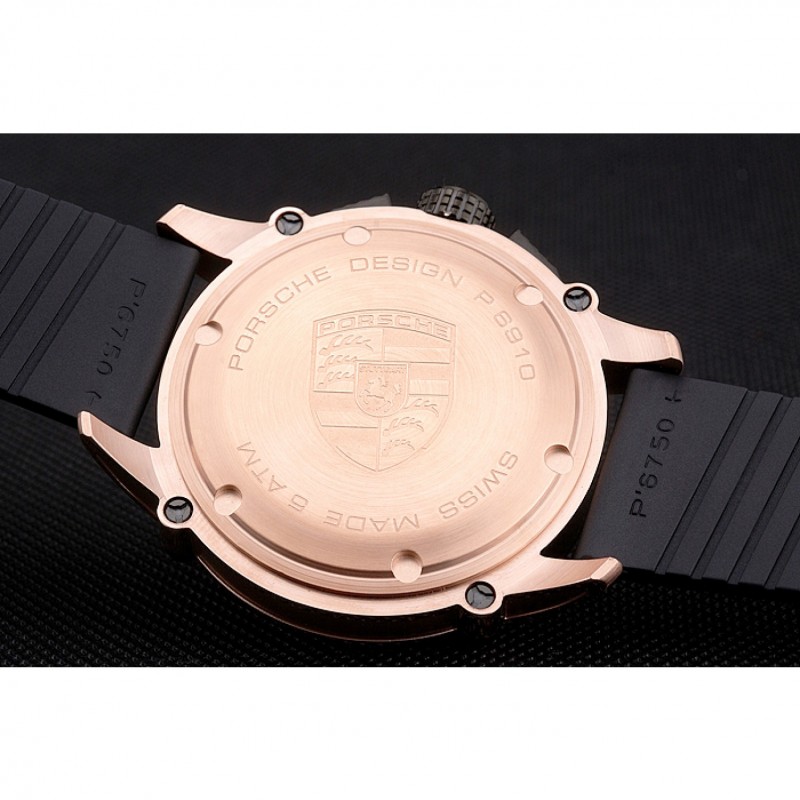 Porsche Design Indicator Black Dial Gold Case Black Rubber Strap-7