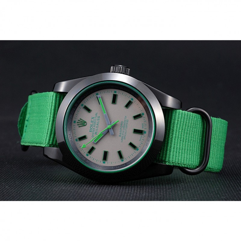 High End Rolex Milgauss Bamford Green Nylon Strap 622004-4