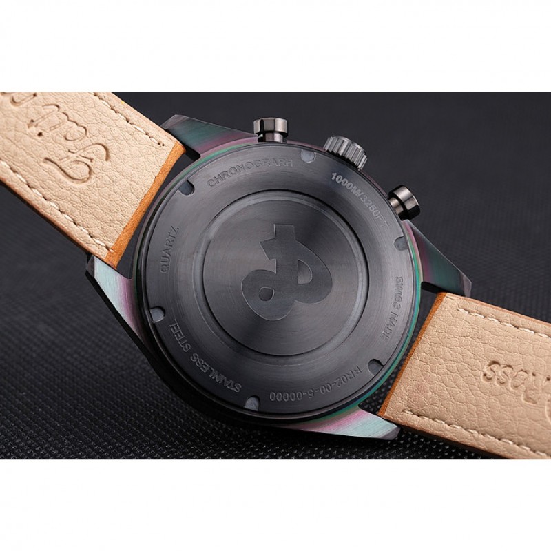 Bell and Ross BR126 Flyback Black Dial Black Case Gold Numerals Brown Suede Leather Strap-8