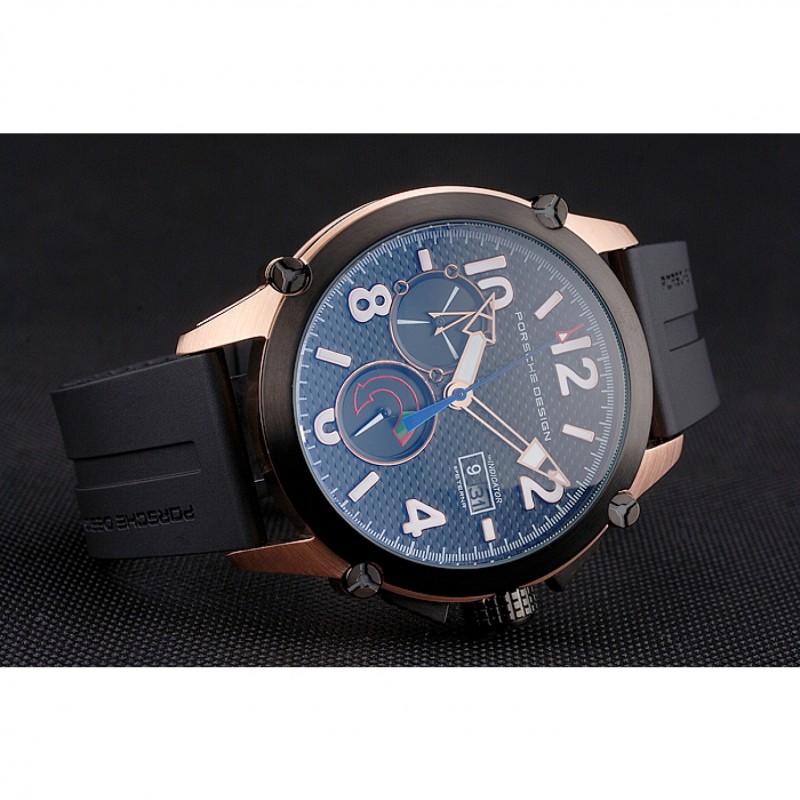 Porsche Design Indicator Black Dial Gold Case Black Rubber Strap-4