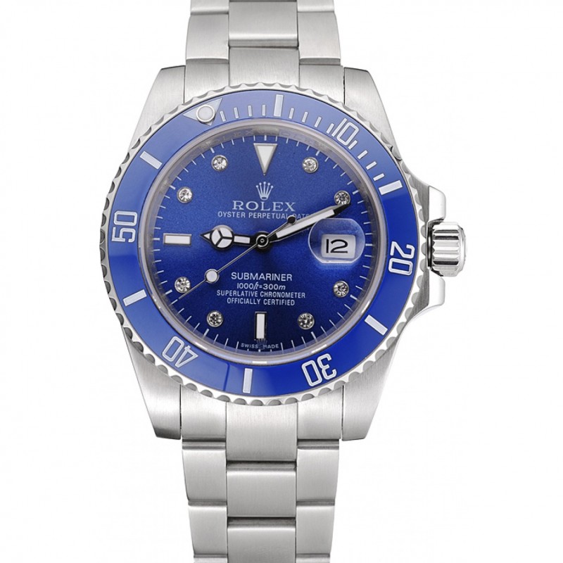 Rolex Submariner Stainless Steel Case Blue Dial Diamond Markers Stainless Steel Bracelet 622638-0