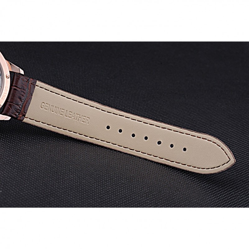 Patek Philippe Geneve Two Dial Gray Dial Rose Gold Bezel Brown Leather Band 622148-7