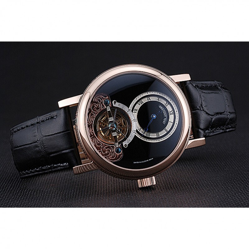 Breguet Classique Grande Complication Tourbillon Gold Case Black Dial Black Leather Strap 622211-3