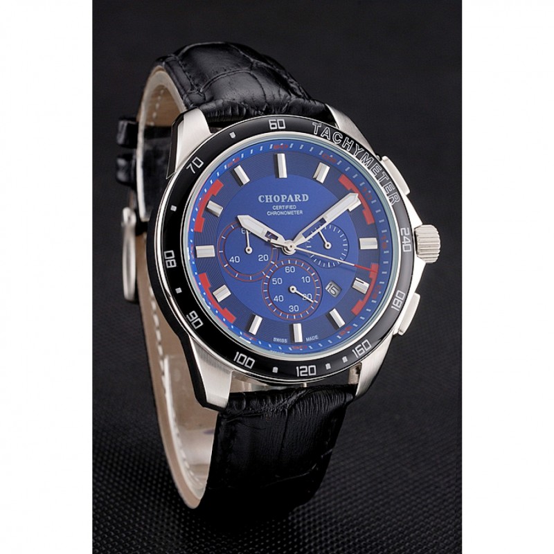 Chopard Mille Miglia GTS Blue Dial Black Leather Bracelet 1453998-1