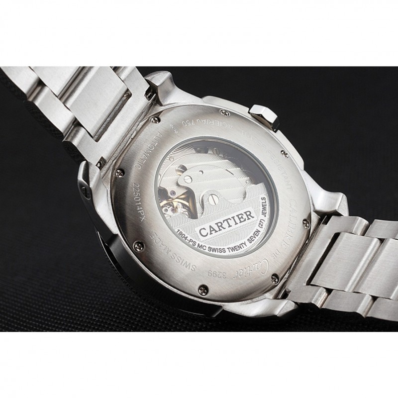 AAA Replica Watches Cartier Calibre De Cartier Small Seconds Black And White Dial Stainless Steel Case And Bracelet-7