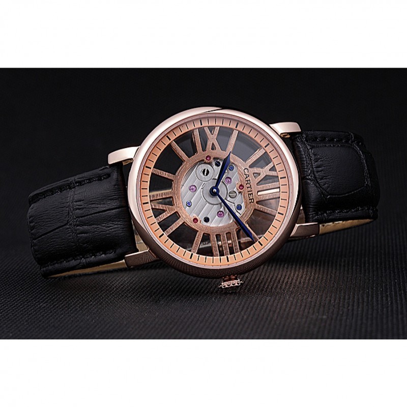 Luxury Cartier Rotonde Skeleton Flying Tourbillon Black 621966-3