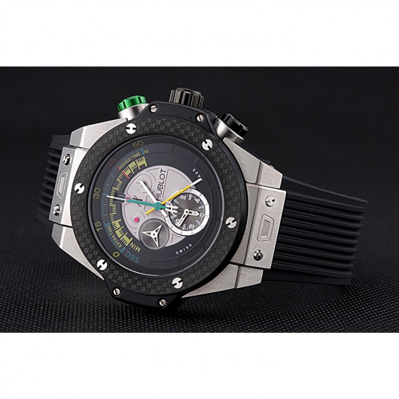 Luxury Replica Watches Hublot Big Bang Unico Bi-Retrograde Chrono King Stainless Steel Case Black Rubber Strap 622770-4