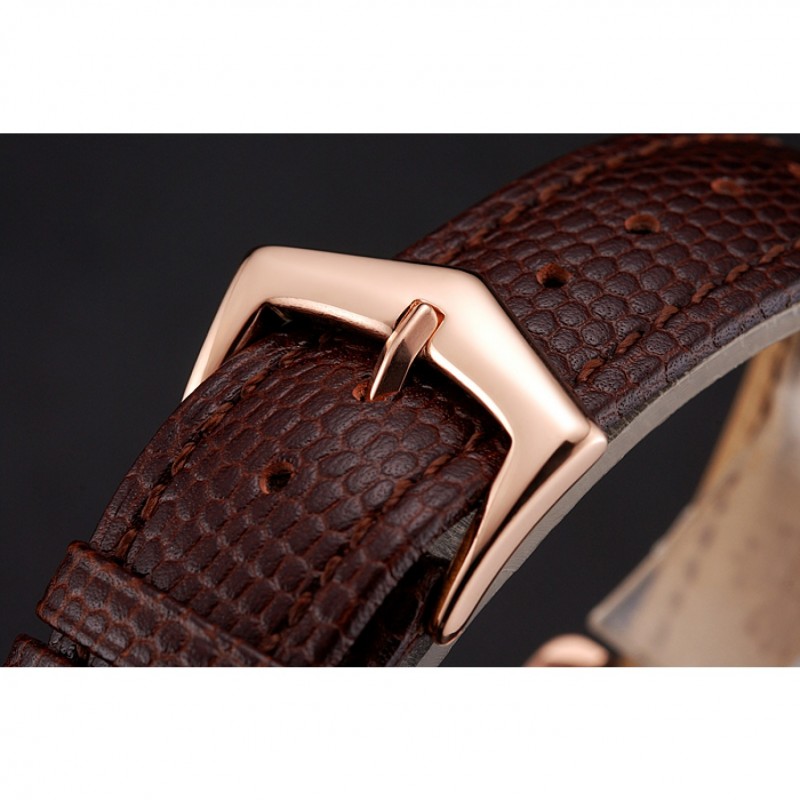 Patek Philippe Chronograph White Dial Rose Gold Case Brown Leather Strap-5