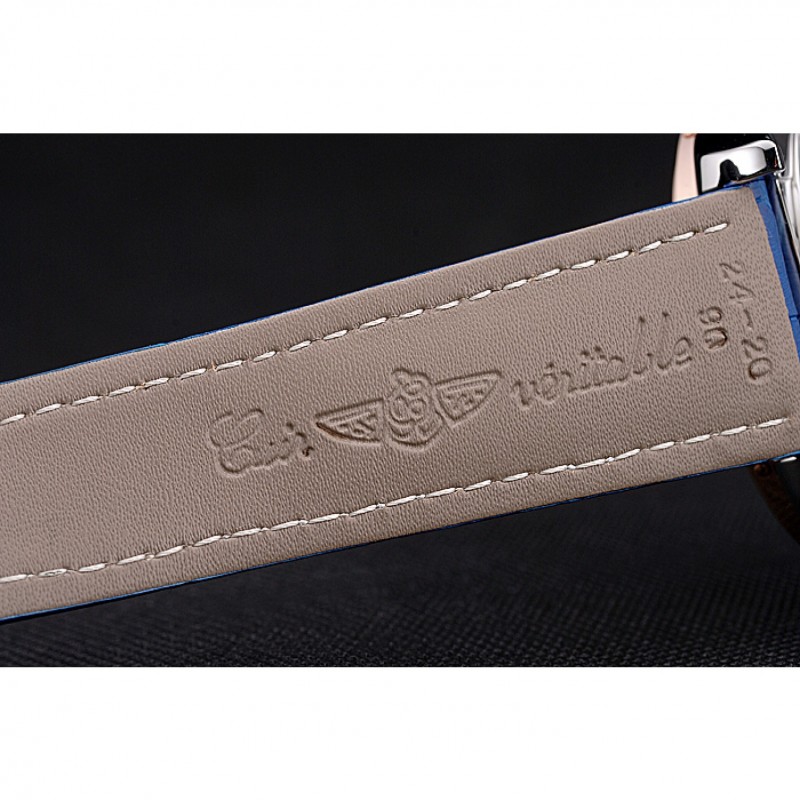Breitling Chronomat Blue Dial Rose Gold Bezel And Subdials Stainless Steel Case Blue Leather Strap-8