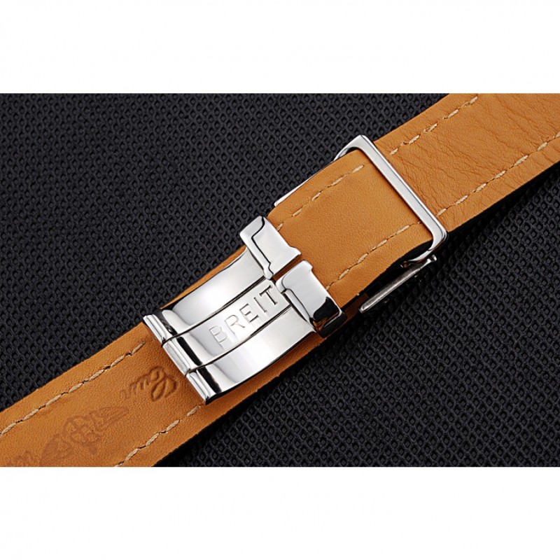 Breitling Black Leather White Stitching Bracelet 622482-5