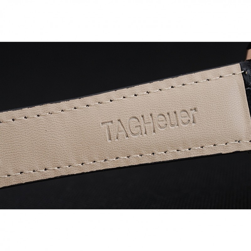 Tag Heuer Carrera Rose Gold Bezel with Black Dial and Black Leather Strap 621538-6
