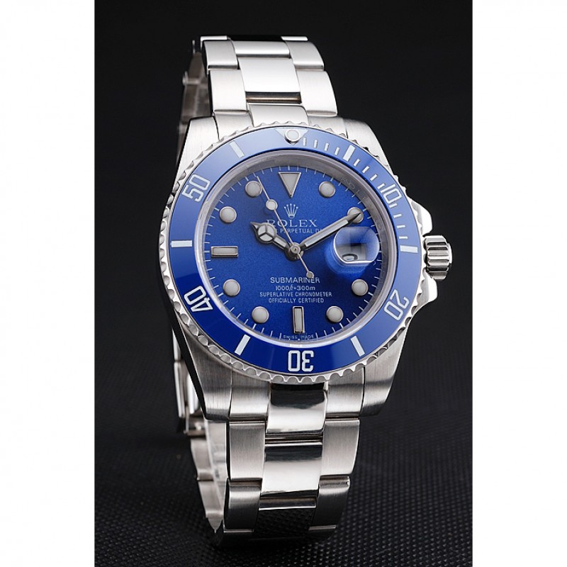 High End Replica Watches Rolex Submariner Blue Bezel Blue Dial 98234-1