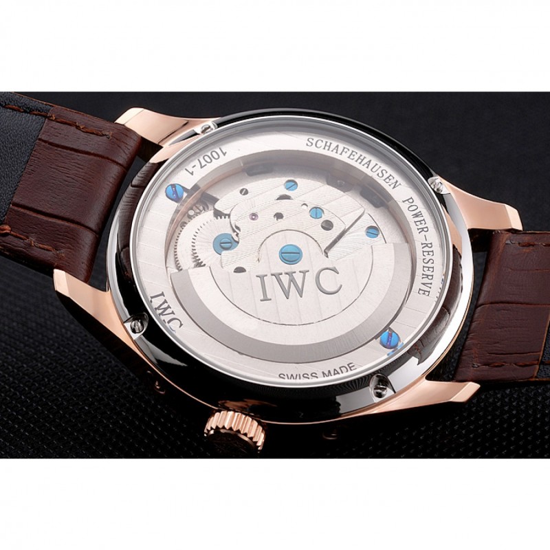 IWC Portofino Tourbillon White Dial Rose Gold Case Broen Leather Strap-6