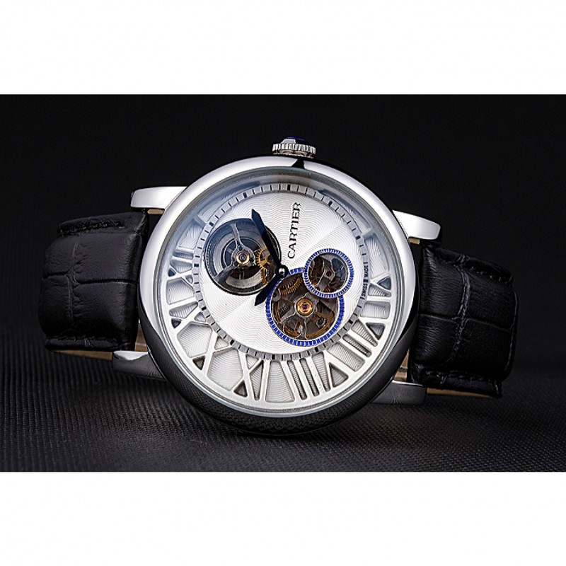 AAA Replica Watches Cartier Rotonde Reversed Tourbillon White Dial 621948-7