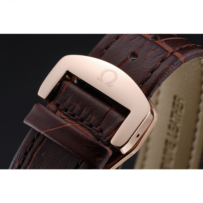 Omega DeVille Brown Dial Gold Case Brown Leather Strap 622831-6