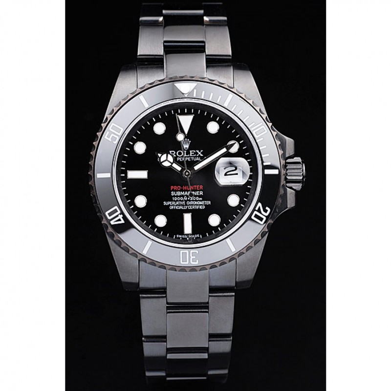 Rolex Swiss Submariner Pro-Hunter Black Steel Strap Black Dial-1