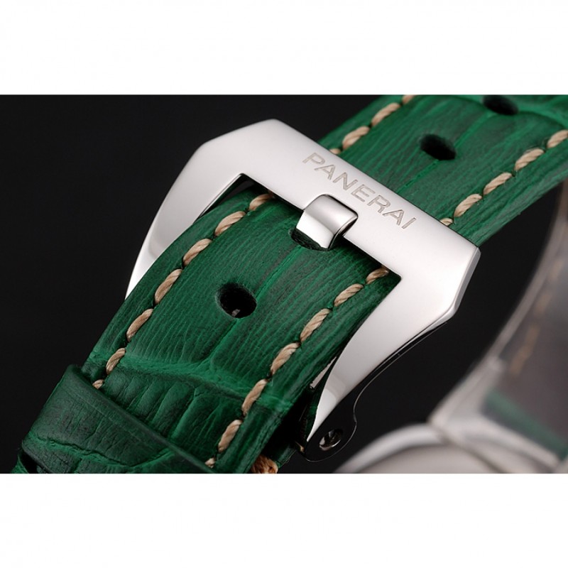 Panerai Radiomir White Dial Stainless Steel Case Green Leather Strap 1453804-5