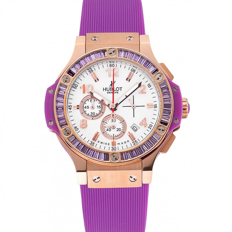 Best Replica Watches Hublot Big Bang Tutti Frutti Purple Strap Gold Dial-0