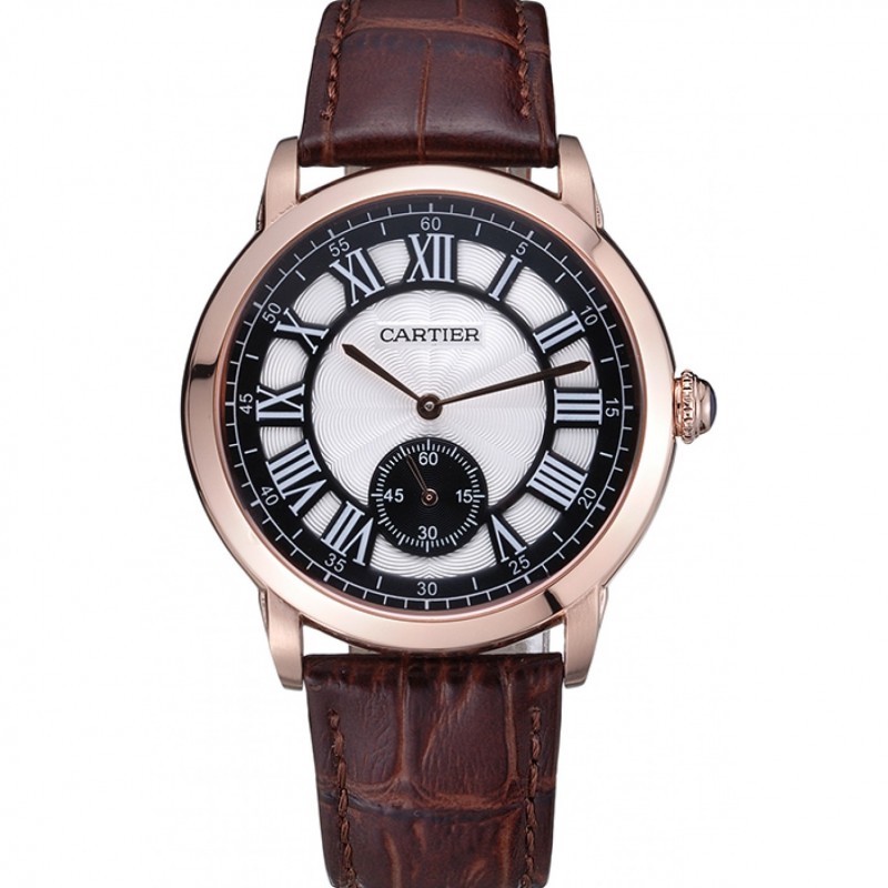 Cartier Ronde Louis White Dial Brown Leather Strap 621976-0