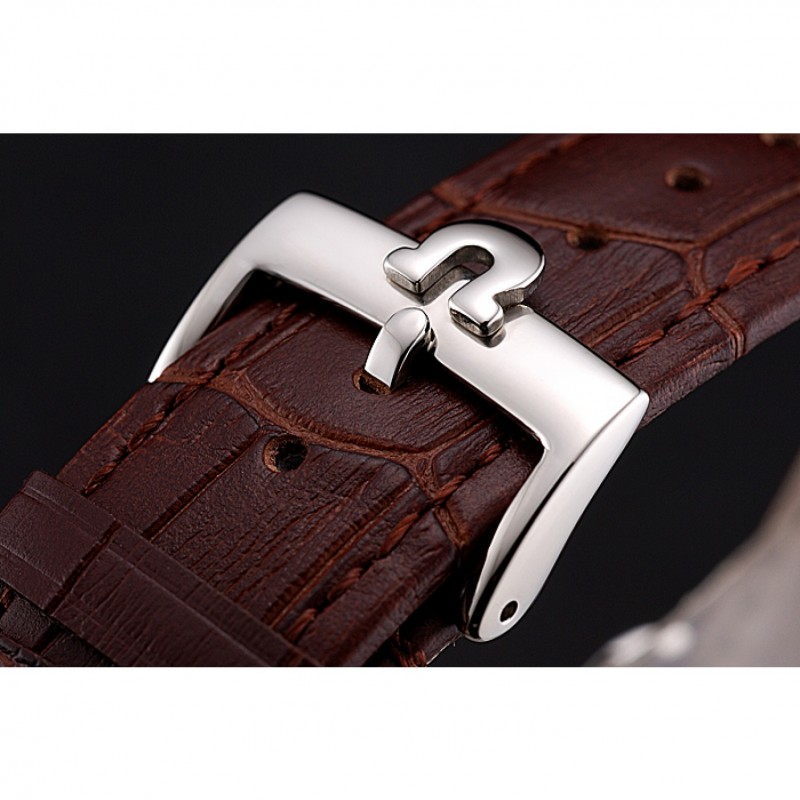 Omega Chronograph White Dial Blue Numerals Stainless Steel Case Brown Leather Strap-5
