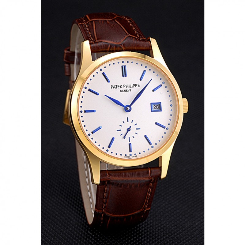 Patek Philippe Calatrava White Dial Gold Case Brown Leather Strap 622844-2