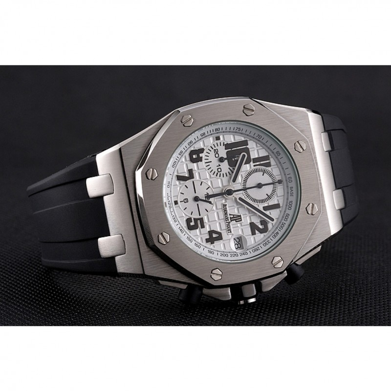 Audemars Piguet Royal Oak Offshore White Dial Stainless Steel Case Black Rubber Strap-3