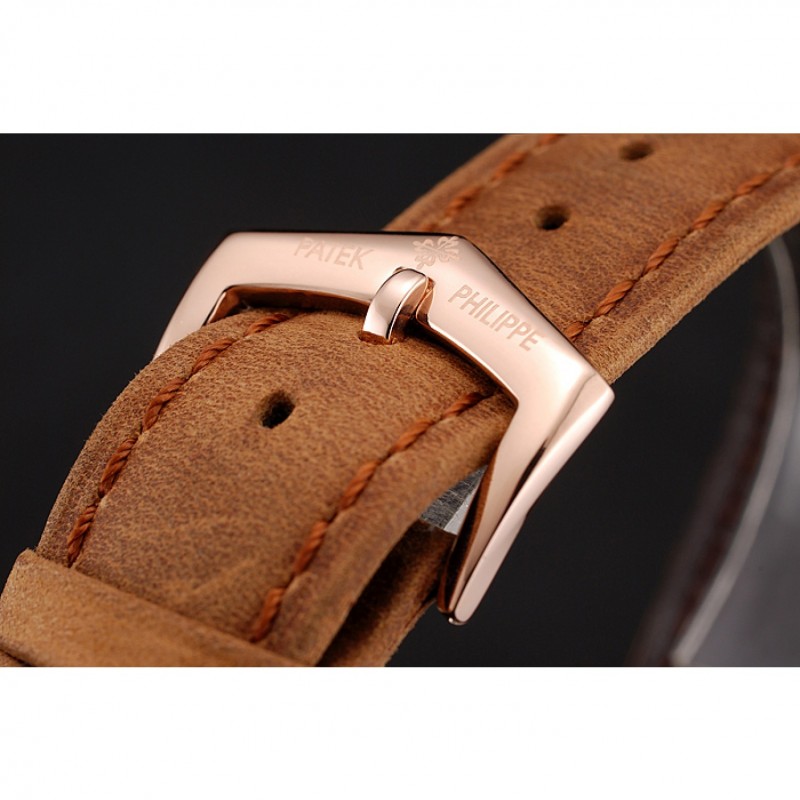 Best Patek Philippe Grand Complications Day Date Tourbillon Black Dial Rose Gold Case Brown Suede Leather Strap 1453814-5